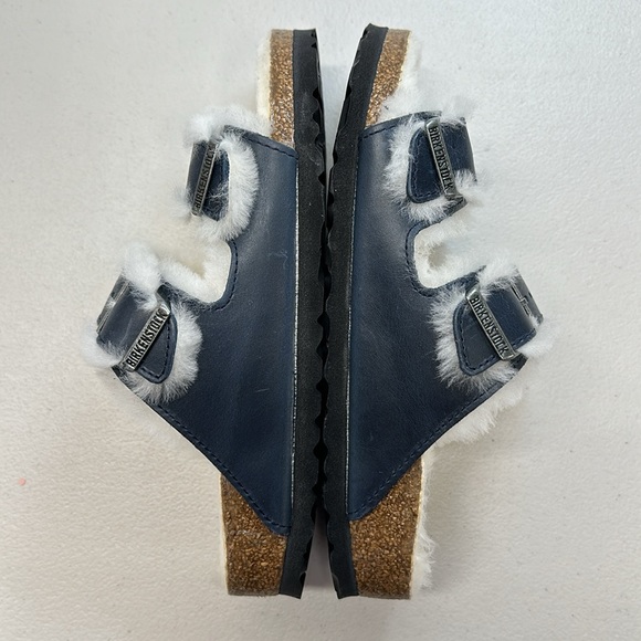 Birkenstock Arizona Shearling Oiled Leather Navy - Picture 4 of 6
